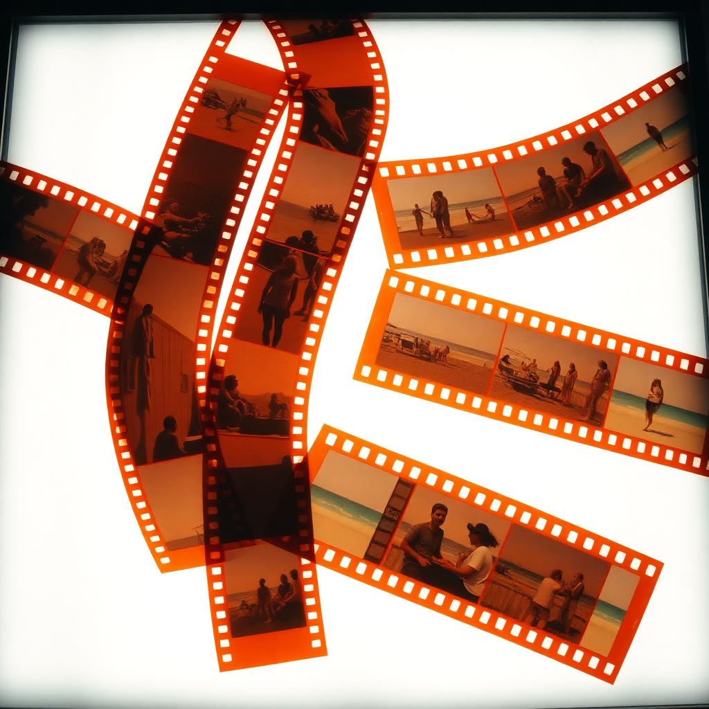 35mm colour negatives laid out on a lightbox