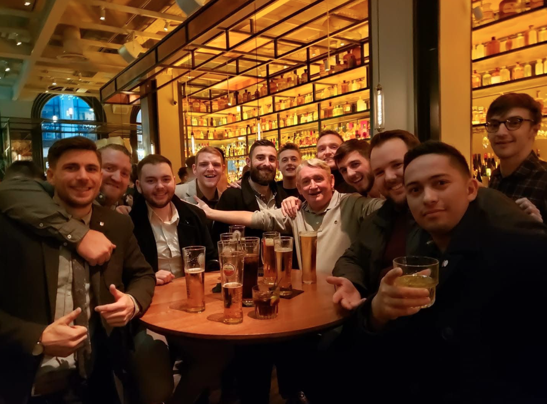 Camera Centre UK staff, including Doug, together at the 2019 Christmas party in a Cardiff bar
